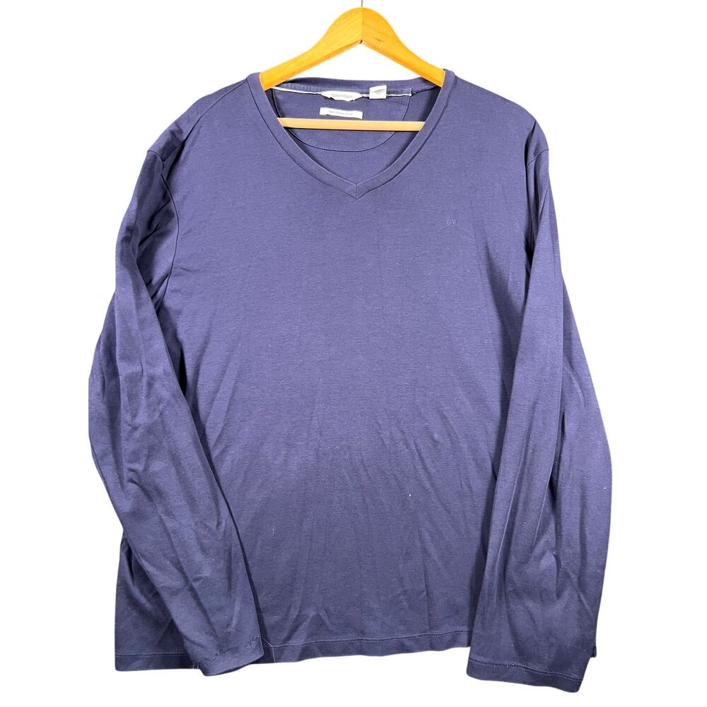 Calvin Klein Crew neck Blue Long Sleeve Performance Athletic Gym Slim Fit